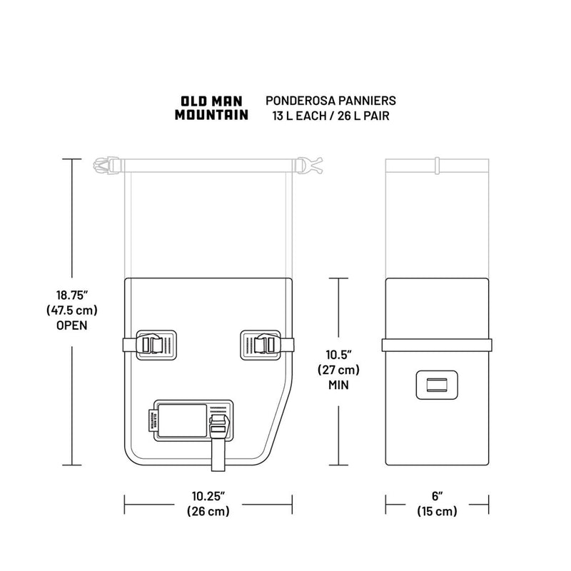 Load image into Gallery viewer, OMM-Ponderosa-Pannier-Demensions