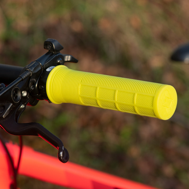 Load image into Gallery viewer, Oxford Driver Lock-On Grips Fluro - In Use