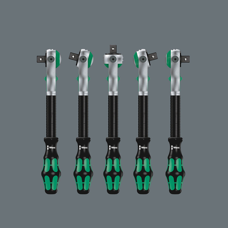 Load image into Gallery viewer, The ratchet head pivots freely and can be locked into any defined position by using the slide switch that is positioned on either side. It is even possible to work in very confined and difficult-to-access areas with enhanced hand clearance. The prede