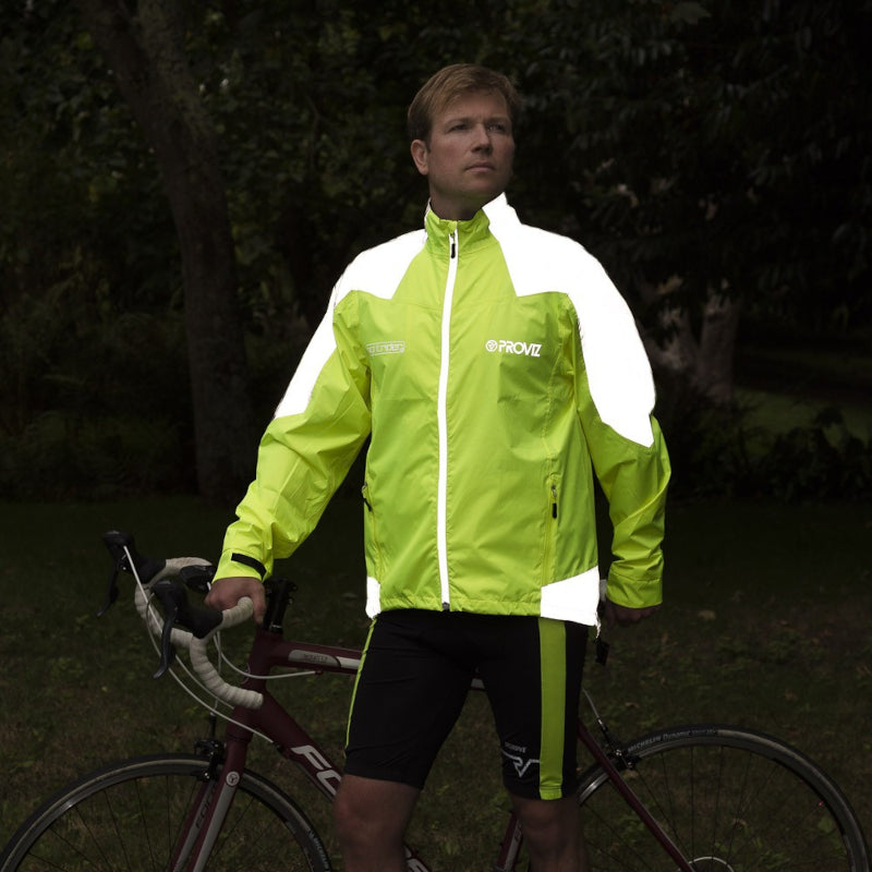 Load image into Gallery viewer, Proviz Nightrider 2.0 Men's Cycling Jacket Yellow - Nighttime