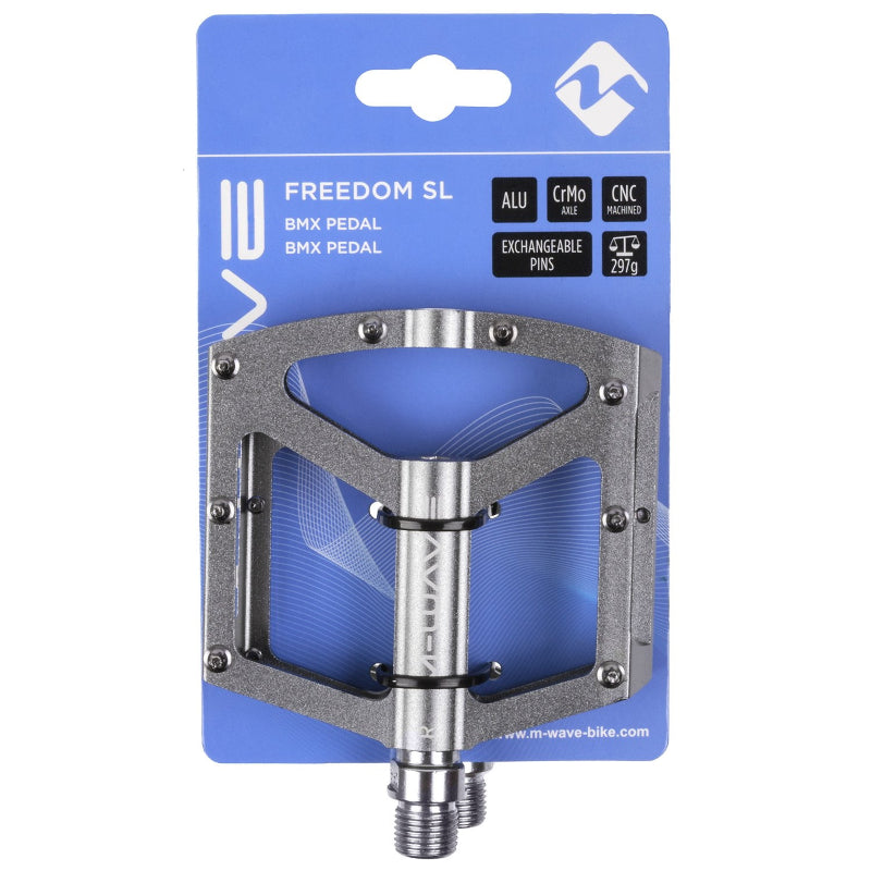Load image into Gallery viewer, M-Wave Freedom SL Alloy Pedal Titanium Grey - Packaging