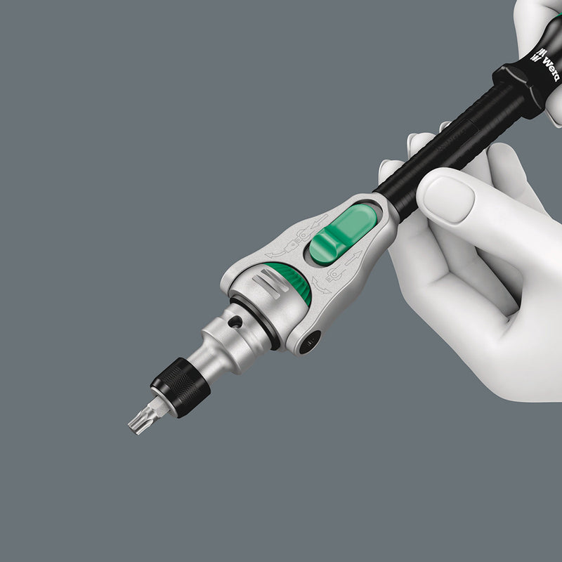 Load image into Gallery viewer, The ratchet can be used as a conventional screwdriver in the 0 position by attaching a bitholding adaptor and a bit.