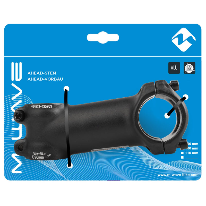 Load image into Gallery viewer, M-Wave Alloy Stem 31.8mm Carded 90mm