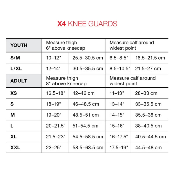 Load image into Gallery viewer, X4 Knee Size Chart
