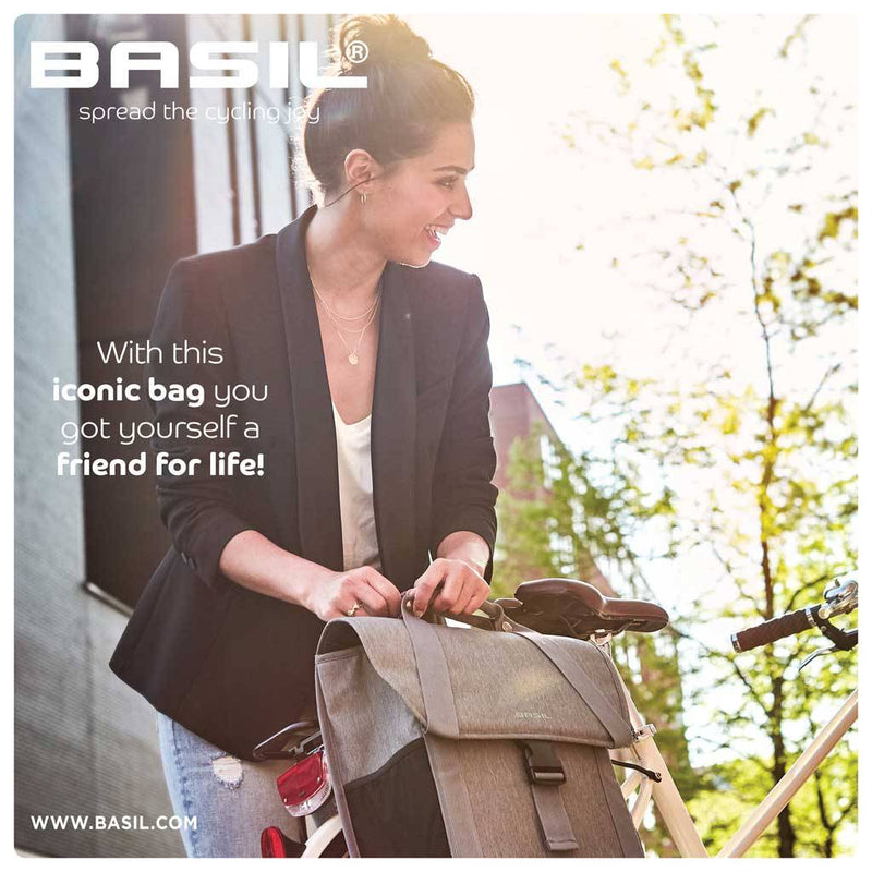 Load image into Gallery viewer, basil-go-single-bag-single-pannier-grey lifestyle
