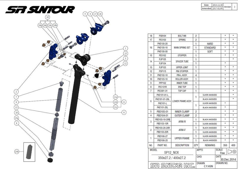 Load image into Gallery viewer, NCX SEATPOST EXPLODED VIEW
