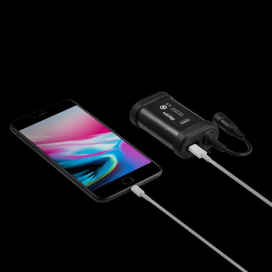 Load image into Gallery viewer, Use the battery to charge your phone or other device via the USB-C port. Additional phone charging cable necessary.
