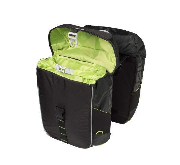 Load image into Gallery viewer, basil-miles-bicycle-double-bag-34l-black open
