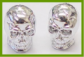 Novelty Valve Cap - Skull Silver