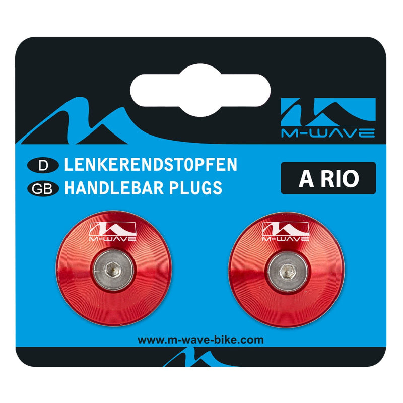 Load image into Gallery viewer, M-Wave Alloy Bar End Plugs Red - Packaging
