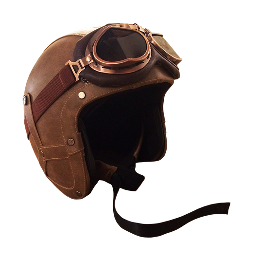 RAYVOLT VINTAGE LEATHER 3/4 FACE W/GOGGLES